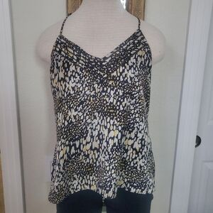 Roan + Ryan Women’s Printed Spaghetti Strap Cami Top - Black White Yellow